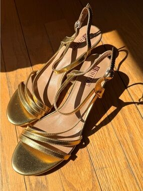 Gold Strappy Slingback Sandals - Women
